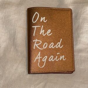 Rose Gold Passport Holder with White Text